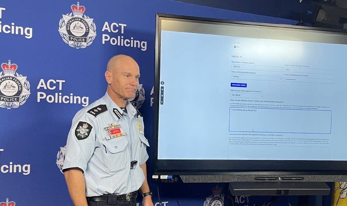Superintendent Brian Diplock with the new police reporting portal for dangerous driving in May. Picture by Peter Brewer 