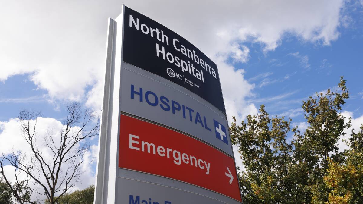 Signage outside North Canberra Hospital. Picture by Keegan Carroll