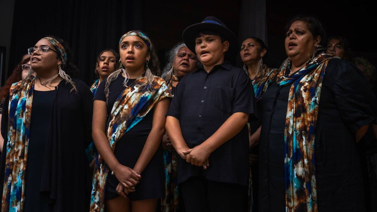 Intergenerational Yuin choir Djinama Yilaga has been invited to perform five times at the 10-day Desert Song Festival in Alice Springs in September and needs to raise $50,000 to take 17 people there. Picture by David Rogers.