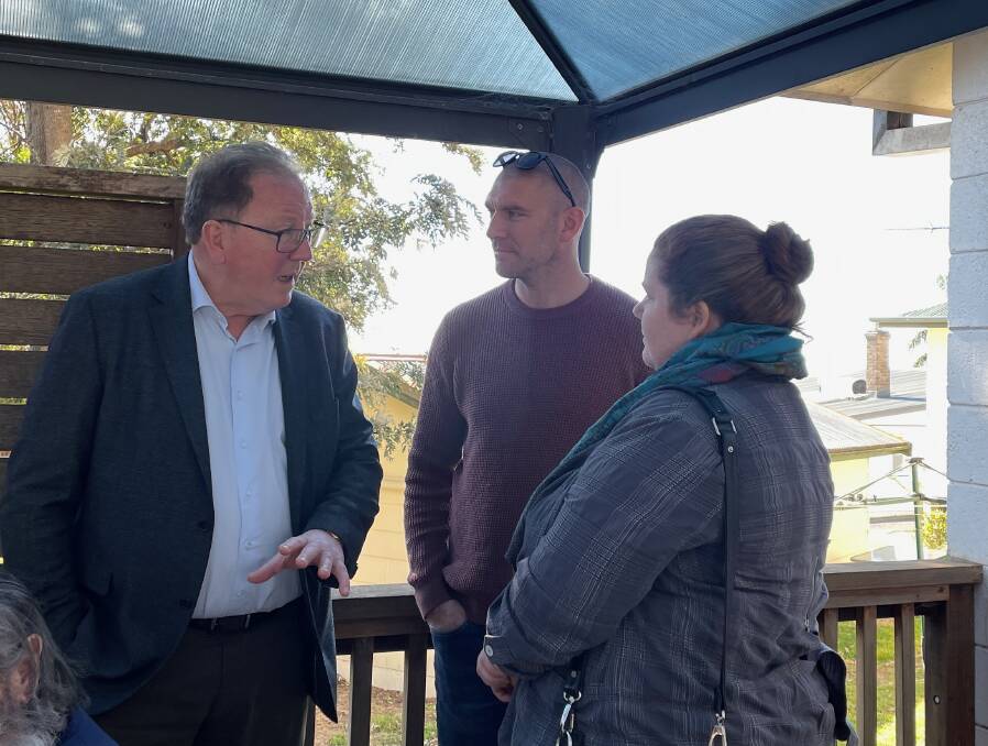 Member for Bega Dr Michael Holland and Eurobodalla mayor Mat Hatcher dropped by Monty's Place for Christmas in July on Wednesday, July 26, and Mr Hatcher couldn't resist staying for lunch. Picture by Marion Willaims