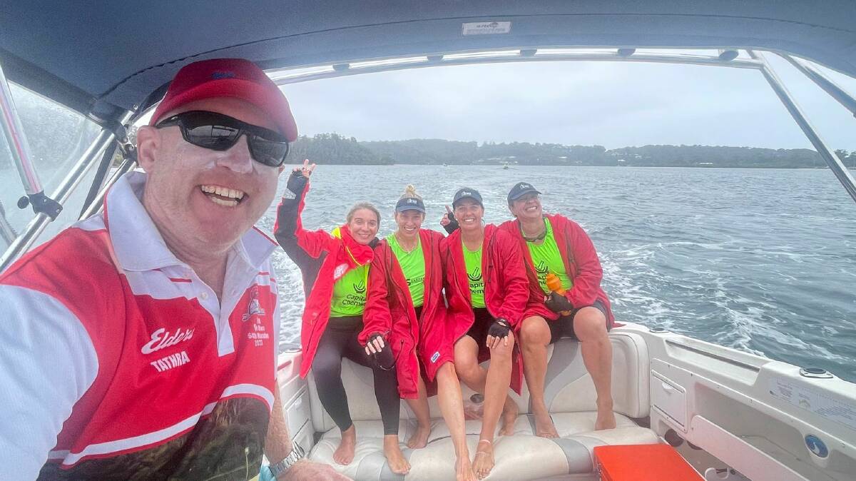 The women's support boat of John McKee with Vesna Andric, Kate Whitton, Kim Burop and Suzie Hides. Picture supplied. 