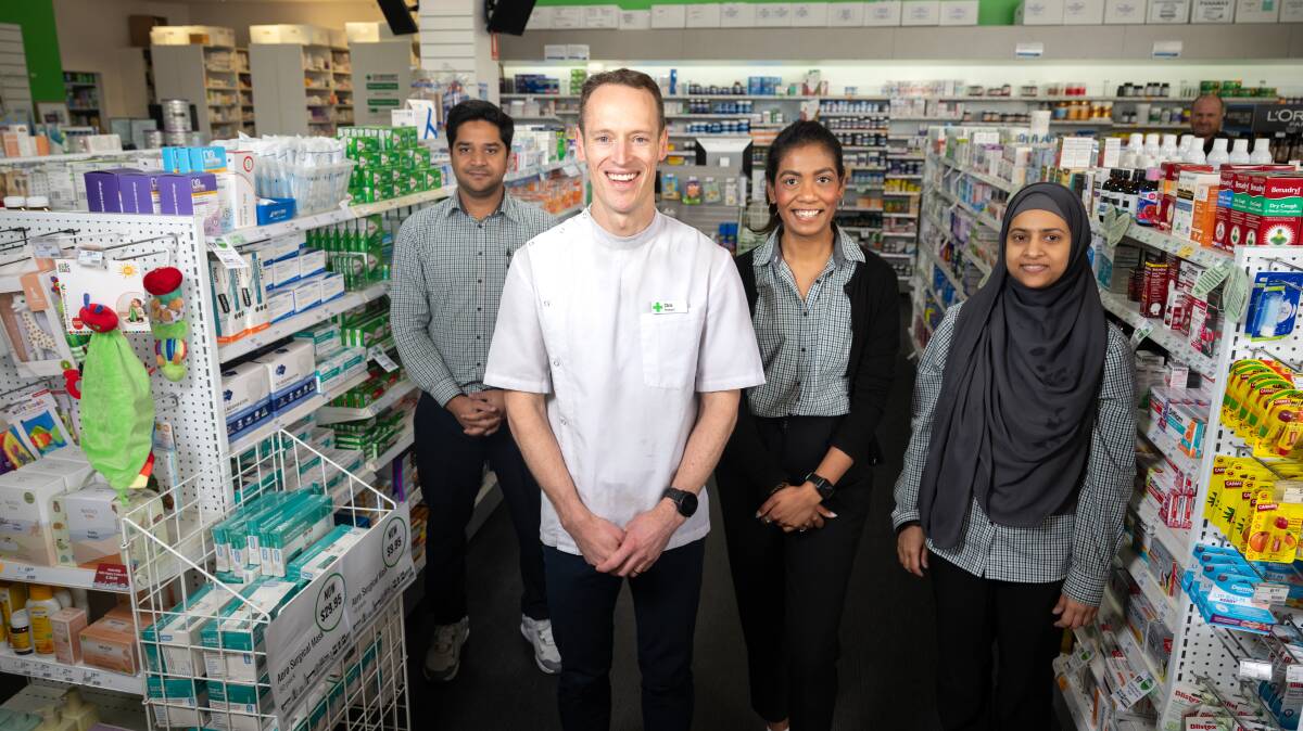 The Pharmacy on Northbourne chemists Mohammed Pasha, Chris Lawler, Julia Tirkey and Saima Harun. Picture by Elesa Kurtz