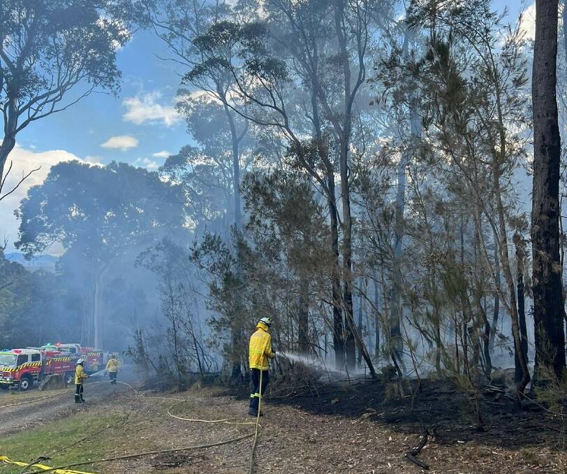 RFS crews were called to a bushfire on Pollwombra Road near Moruya on August 11. Picture via Batemans Bay, Nelligen and Tuross Head RFS/Facebook