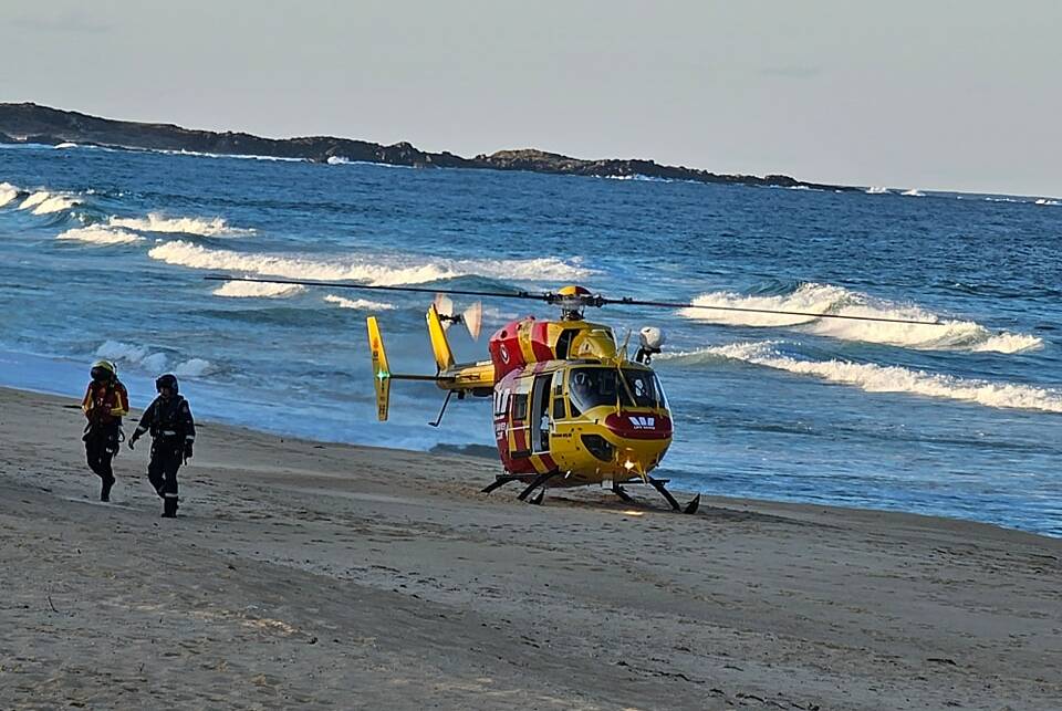 On Tuesday afternoon (August 8), emergency services received reports of a woman suffering a medical episode on the sand dunes of Coila Beach. Picture via Westpac Life Saver Rescue Helicopter/Facebook