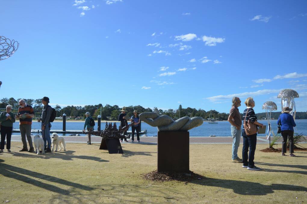 Crowds have enjoyed the sunshine and sculptures along the Batemans Bay foreshore during the annual Sculpture for Clyde exhibition.