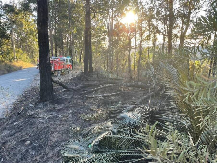 RFS crews faced difficult conditions and steep terrain when battling a fire on Black Flat Road in Nelligen recently. Picture via Batemans Bay, Nelligen and Tuross Head RFS/Facebook