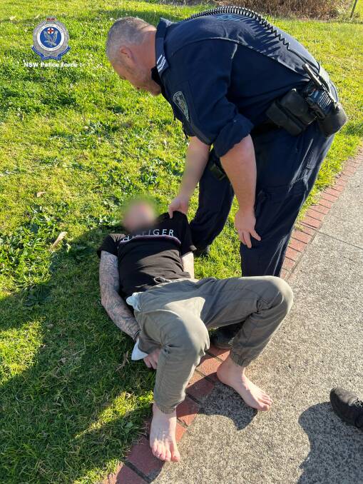 Operation Amarok III resulted in arrests across the state, including this one in Lake Illawarra. Picture supplied.