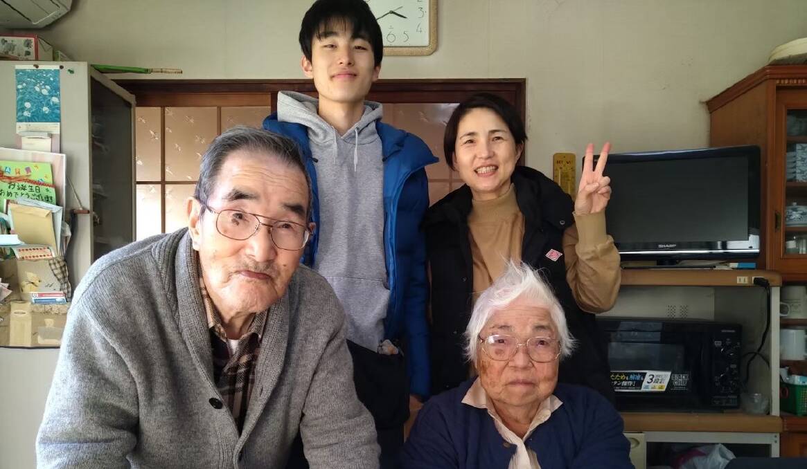 Michiyo Sukuragi and her husband, Michiyo's daughter, and grandson Kousuke. Picture supplied.
