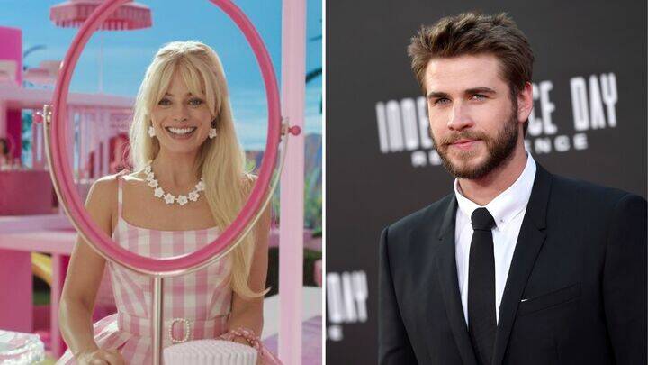 Margot Robbie in the Barbie movie and Liam Hemsworth at Independence Day Premiere. Pictures by AP PHOTO / Chris Pizzello/Invision/AP