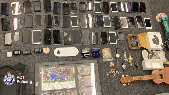 Hundreds of allegedly stolen items were located inside the car. Picture supplied