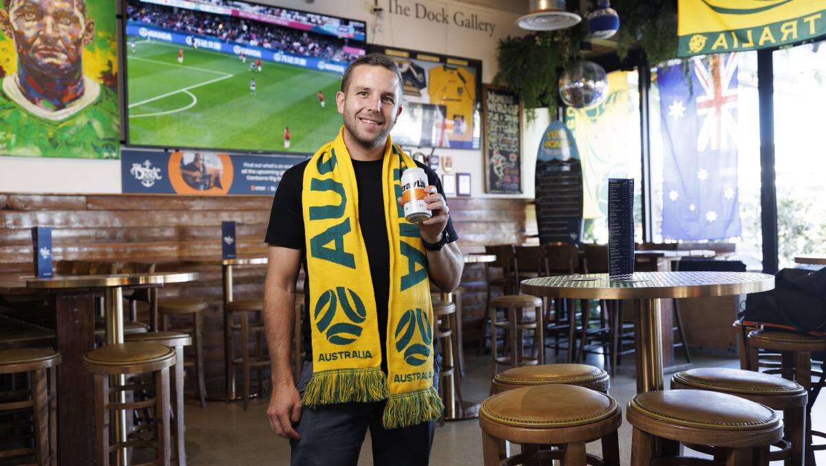Jackson Leckie, manager of The Dock in Kingston who are hosting watch parties for all Matildas games, as well as others throughout the Women's World Cup. Picture by Keegan Carroll