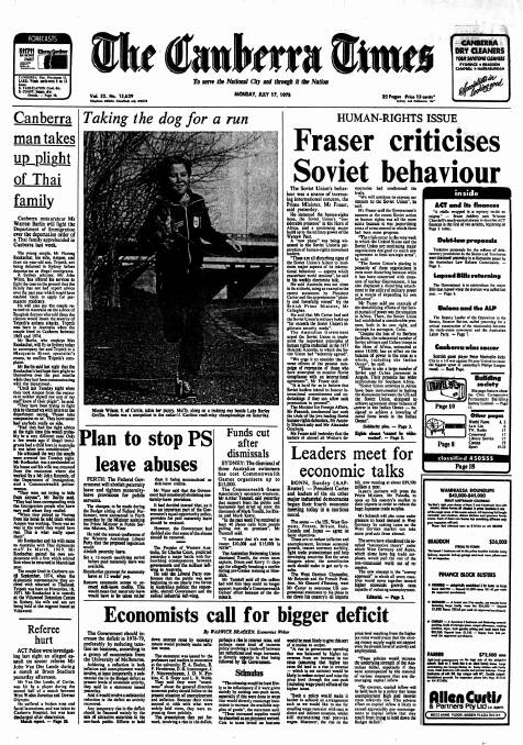 The front page of The Canberra Times on July 17, 1978.