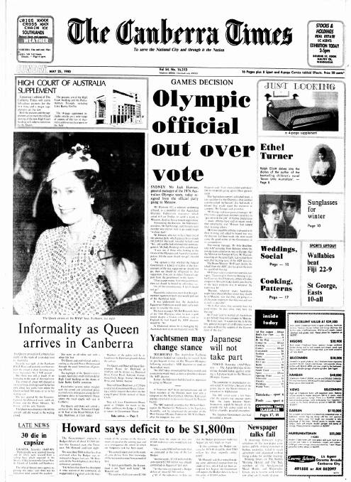 The front page of the paper on this day in 1980.