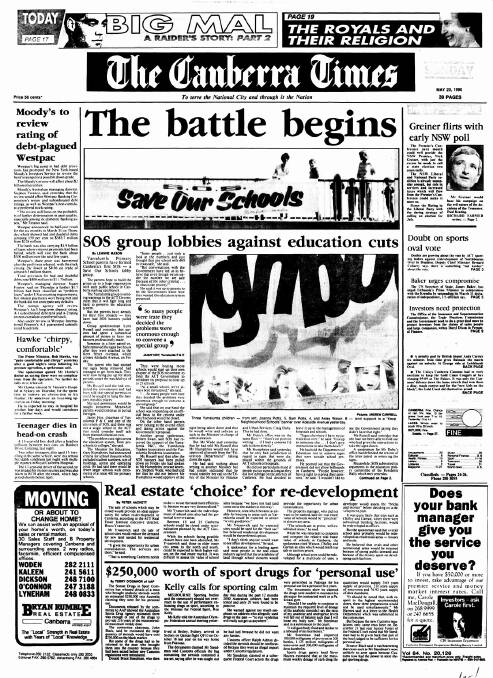 The front page of the paper on this day in 1990.