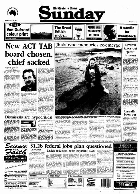 The front page of the paper on this day in 1994.