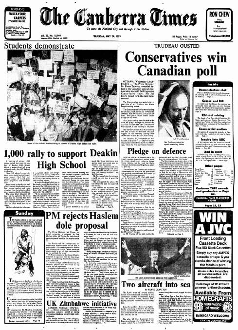 The front page of the paper on this day in 1979.