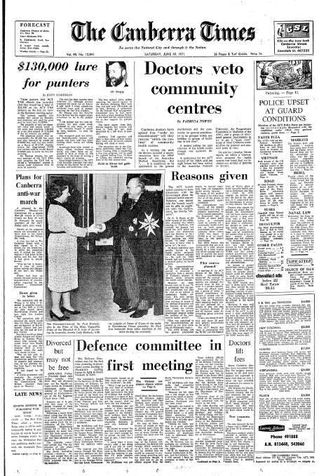 The front page of the paper on this day in 1971.