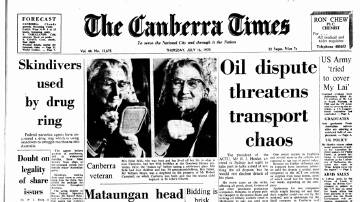 The front page of The Canberra Times on July 16, 1970.