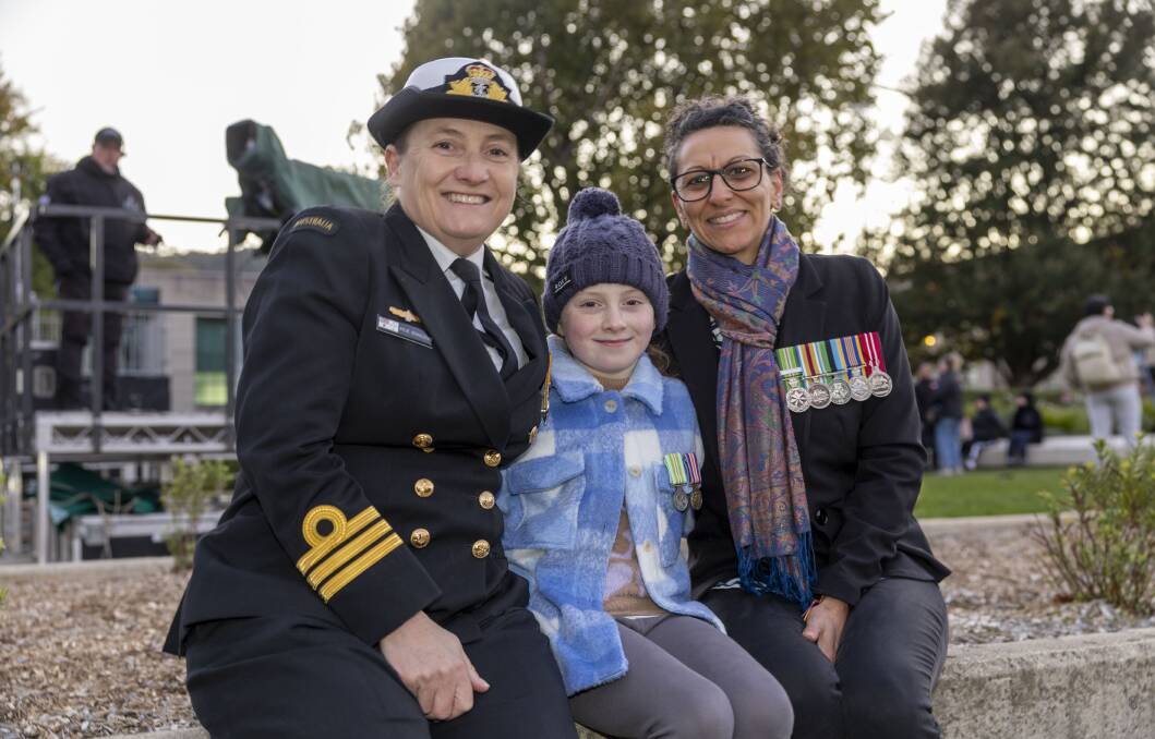 WO2 Rebecca Piper with her daughter Daisy Piper-Schulstad, and sister-in-law Commander Kylie Schulstad. Picture by Gary Ramage
