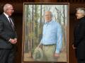 The official portrait of Governor-General David Hurley unveiled at Parliament House, with artist Jude Rae. Picture by Elesa Kurtz