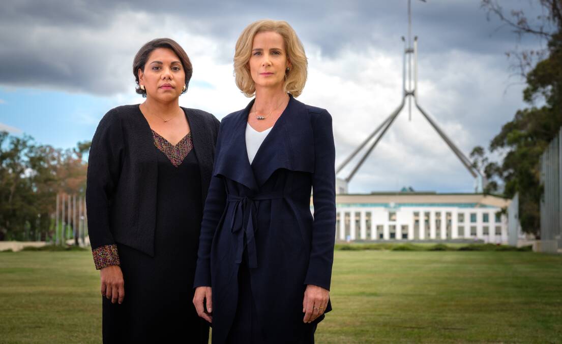 When fiction and federal politics collide: Rachel Griffiths, right, pictured with co-star Deborah Mailman, is on the guest list for the Midwinter Ball. Picture supplied
