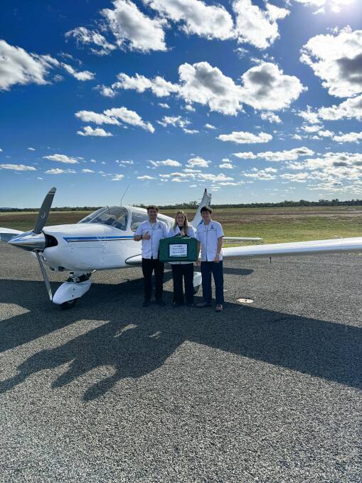Kalani MacDonald, Lydia Swaney and Joshua Hou from LPG placement program flying to Cobar to administer COVID-19 and Influenza immunisations at a residental aged care facility. Picture supplied