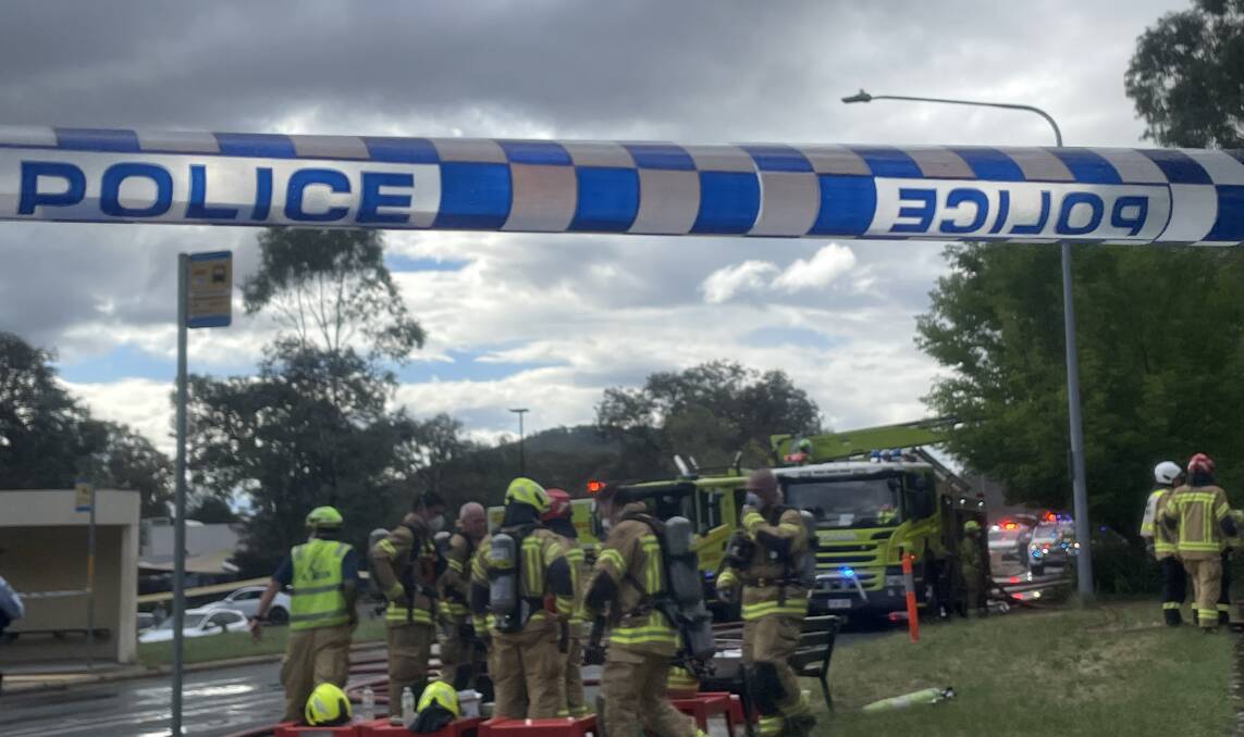 Officers from ACT Fire and Rescue at the scene. Picture by Megan Doherty