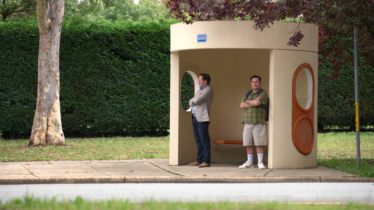 The AUSTIN comedy series did not fail to include an iconic bus shelter while filming in Canberra. Picture supplied 