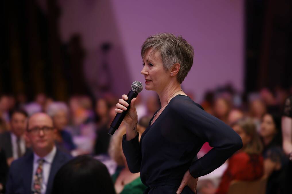 Addressing the Mental Illness Education ACT gala, Nathalie Maconachie, grants manager at the John James Foundation, which donated $26,000 to the mental health program. Picture: Supplied