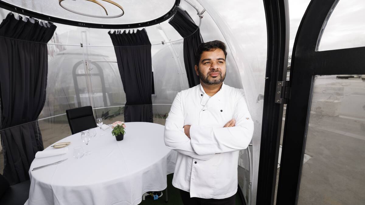 Water's Edge executive chef Avtar Singh inside one of the domes. Picture by Keegan Carroll