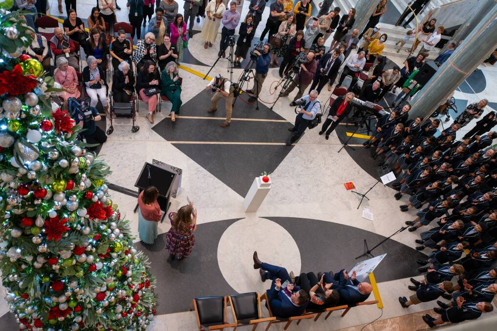 The view of the Christmas tree launch from above. Picture by Sitthixay Ditthavong