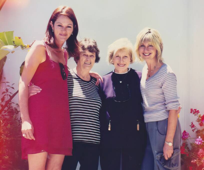 Mothers and daughters: Michelle Day and mum Dot with Irene Newton-John and her daughter Olivia. Picture supplied 
