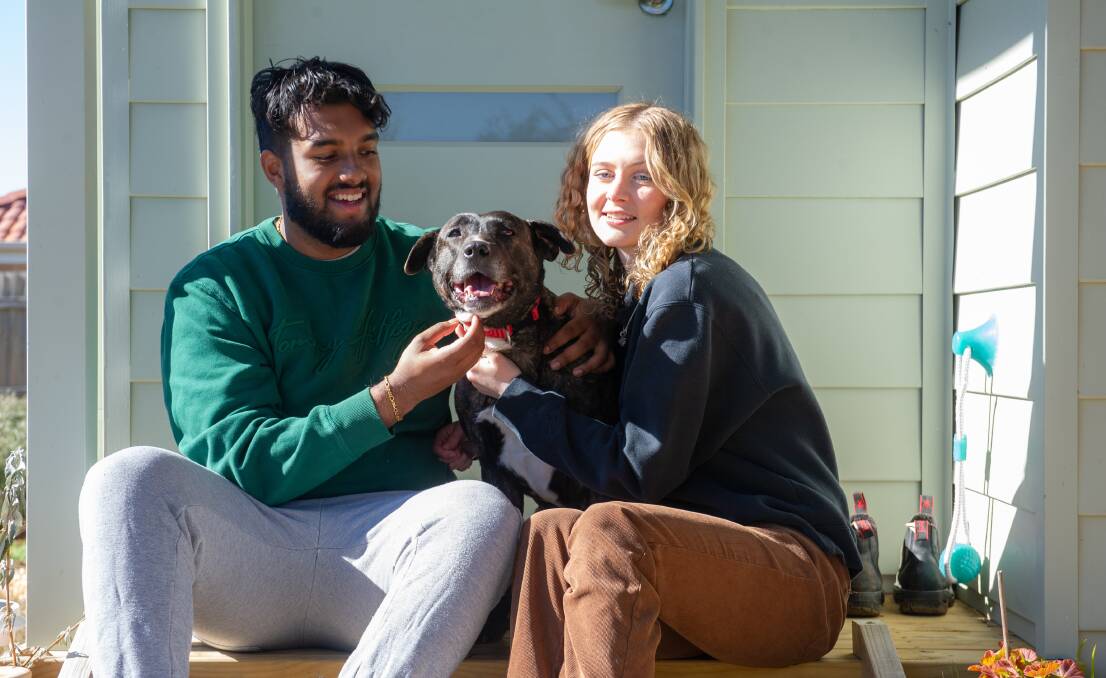  Richu George and Danni Howse at home in Gungahlin with Aero. Picture by Elesa Kurtz