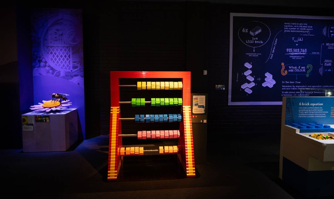 A LEGO abacus in the exhibition, which is interactive and encourages visitors to also build something in bricks. Picture by Karleen Minney 