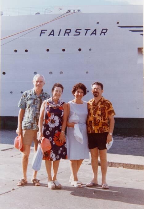 Len and his wife Ruth (right) were recruited by Fairstar to teach and direct bridge on its cruises. Picture: Supplied