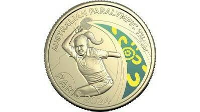 The 2024 $1 Coloured Uncirculated Paralympic Team coin depicts a table tennis player hitting mid swing. Picture supplied 
