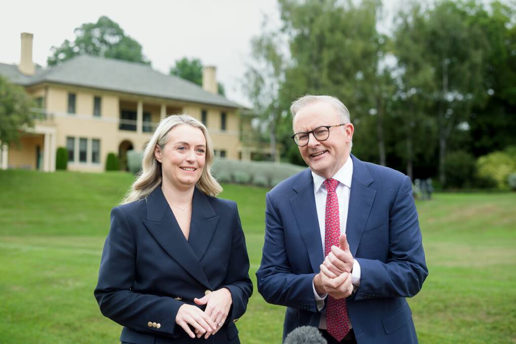 Prime Minister Anthony Albanese and fiancee Jodie Haydon. Picture by Sitthixay Ditthavong