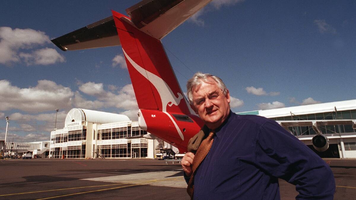 Terry Snow at the Canberra airport in 1999. Picture by Graham Tidy