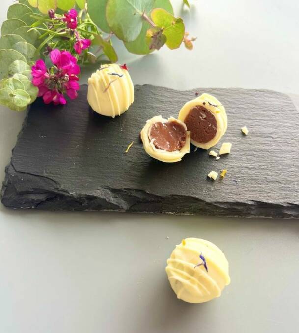 The Murrumbateman Chocolate Company's sticky reisling gin truffle, made with gin from the Tallagandra Hill winery. Picture supplied 