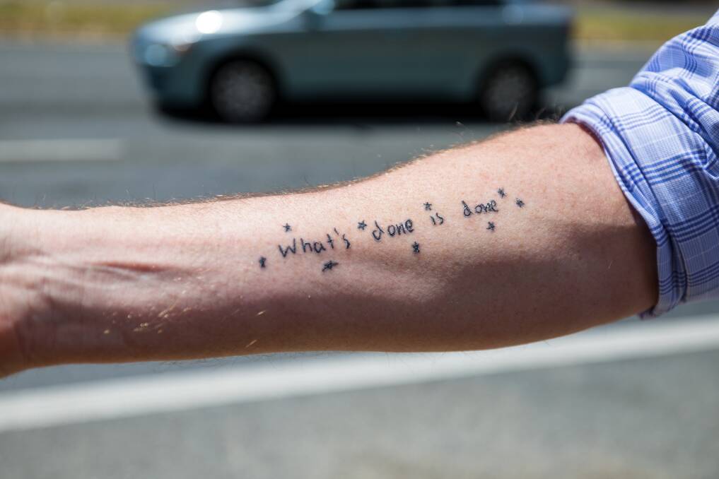 Tom McLuckie got a new tattoo after losing his son Matthew in a car crash in May. Picture by Sitthixay Ditthavong