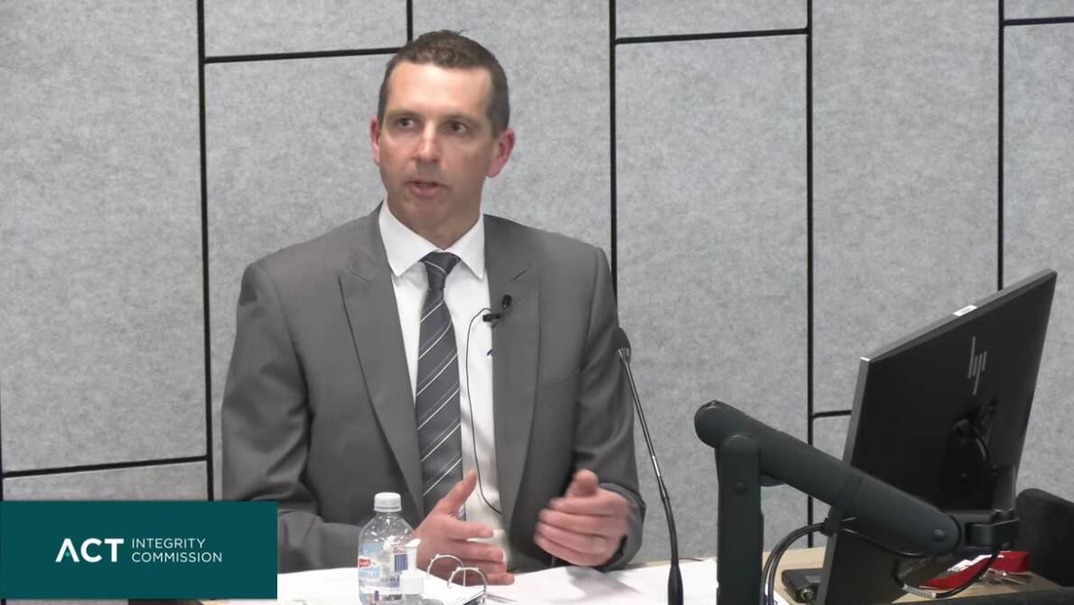 Manteena chief executive Mark Bauer gave evidence at the Integrity Commission public examination into the Campbell Primary School modernisation project.