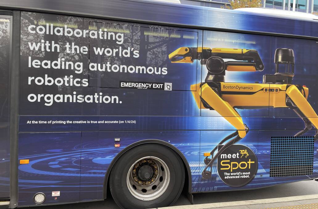 A bus advertisement for the Spot robot by Boston Dynamics. Picture by Sarah Lansdown