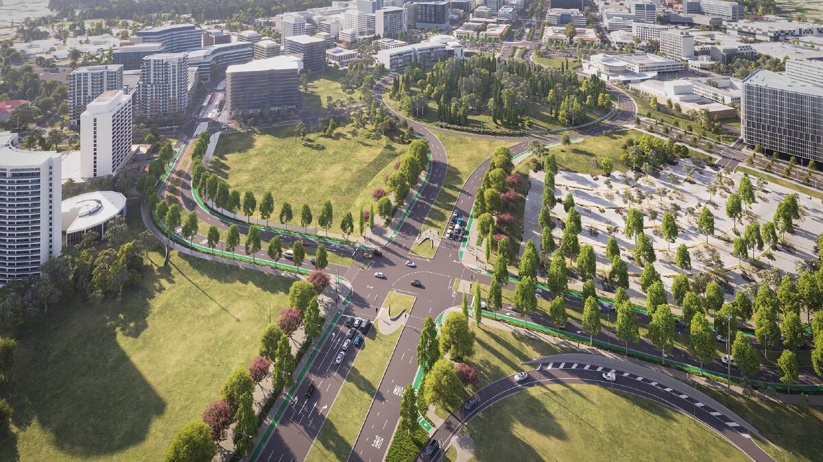 An artist's impression of how the southern end of London Circuit will look once it is raised to the level of Commonwealth Avenue. Picture supplied