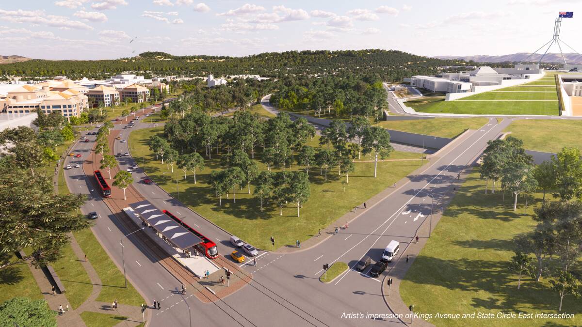 A new artist's impression of the light rail to Woden extension project. Picture supplied
