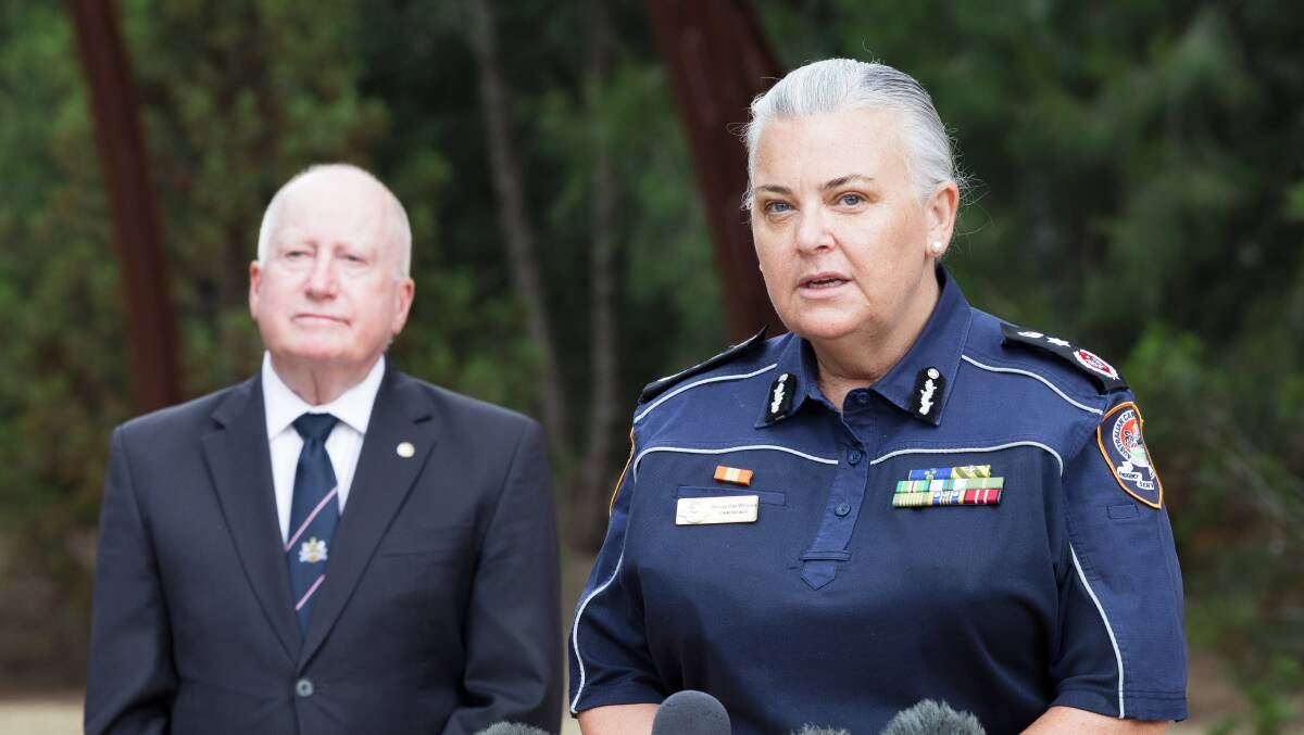 Emergency Services Minister Mick Gentleman, left, with ESA Commissioner Georgeina Whelan at an event to mark 20 years since the 2003 Canberra fires in January. Picture by Sitthixay Ditthavong