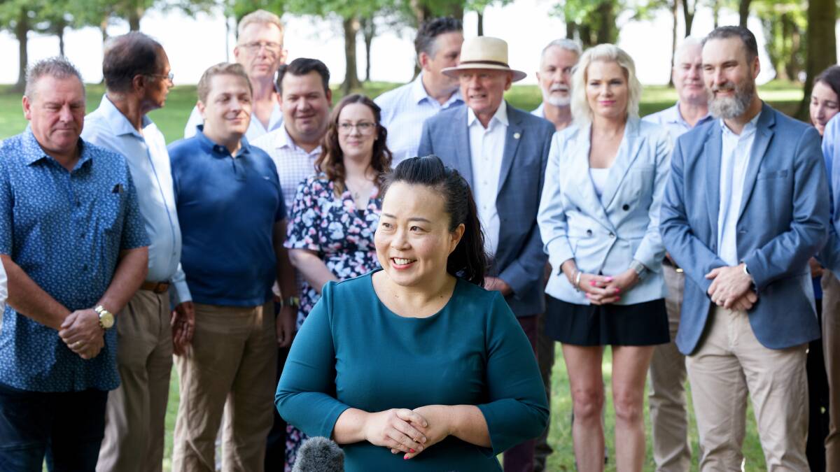 Elizabeth Lee, front, with Canberra Liberals candidates at the candidates' launch earlier this year. Picture by Sitthixay Ditthavong