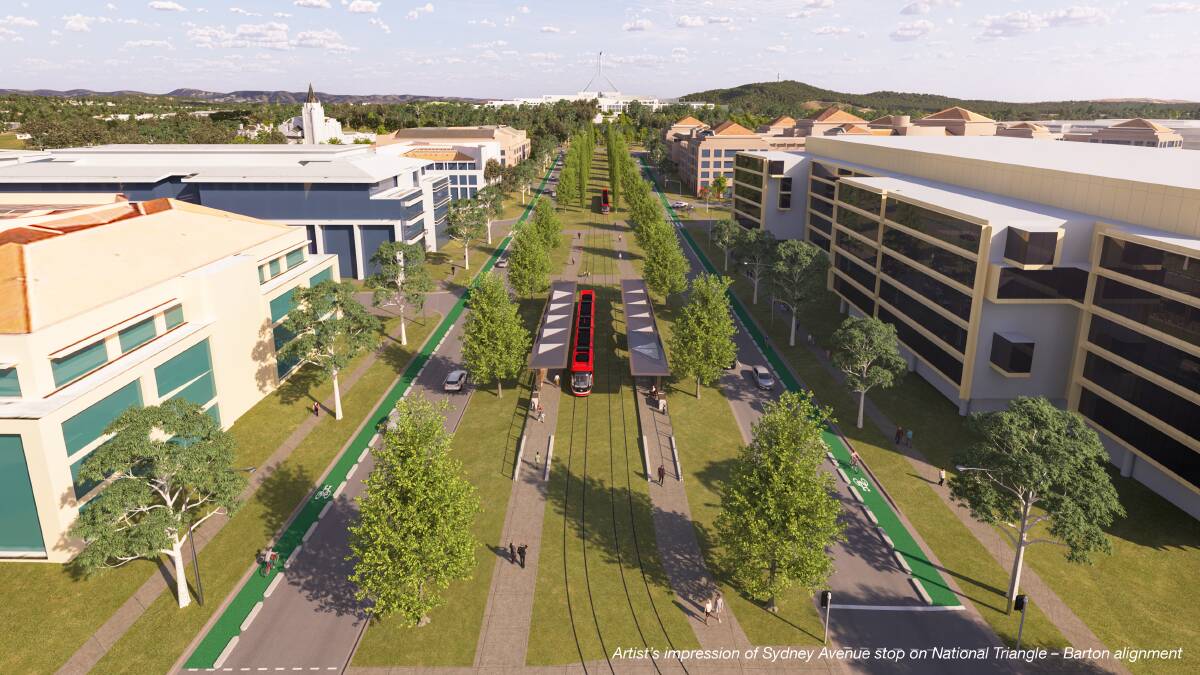 A new artist's impression of the light rail to Woden extension project. Picture supplied