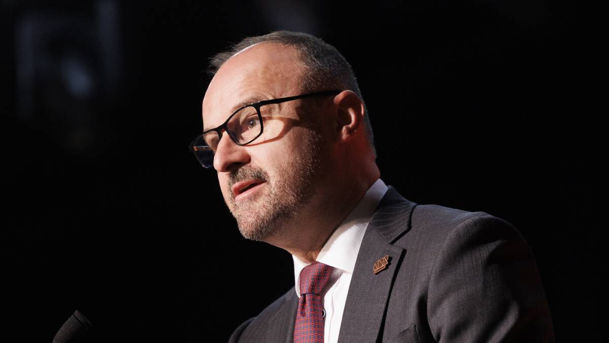 Chief Minister Andrew Barr at the ACT Labor conference on Saturday. Picture by Keegan Carroll