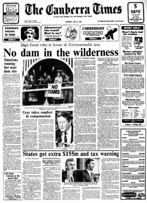 The Canberra Times front page for July 2, 1983.