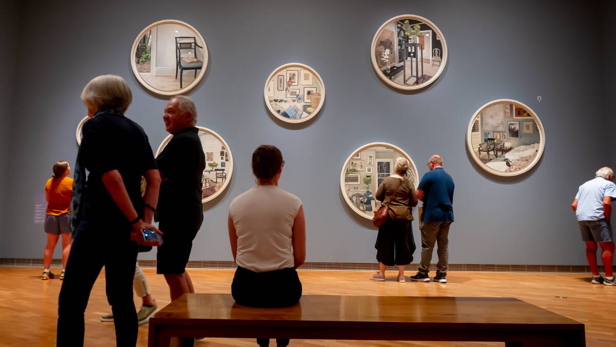 Visitors to the National Gallery of Australia take in a Cressida Campbell exhibition, which was supported by the ACT's major event fund. Picture by Elesa Kurtz